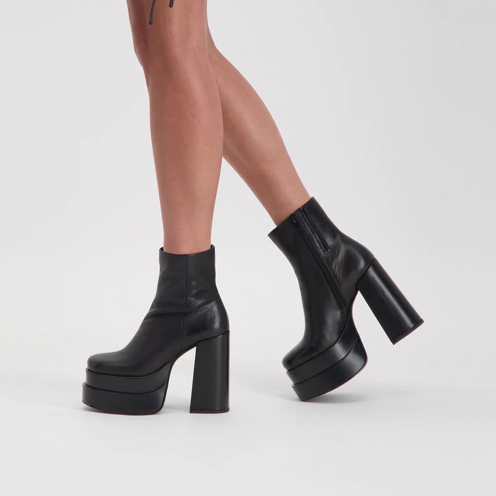 Steven Madden Cobra Platform Boots in Black Leather